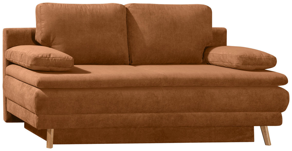 SCHLAFSOFA Feincord Rostfarben  - Rostfarben/Eiche Artisan, KONVENTIONELL, Holz/Textil (198/89/96cm) - Niels Andersson