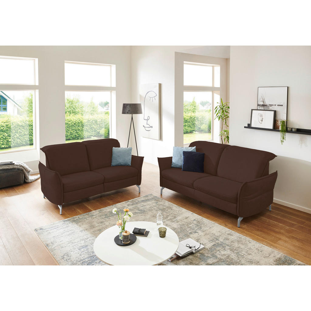 Thumbnail - Livetastic 2,5-Sitzer, Dunkelbraun, Textil, 185x89x109 cm, Made in EU, Hocker erhältlich, motorische Relaxfunktion, Armt...