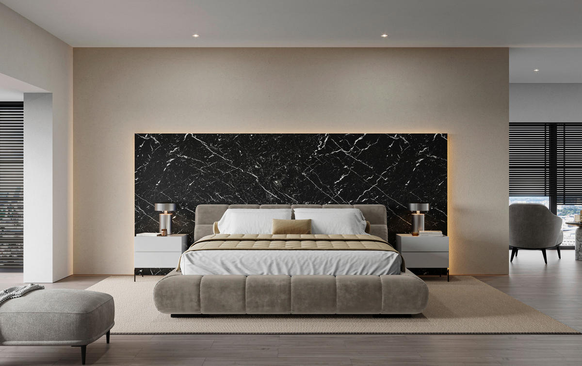 POLSTERBETT 180/200 cm,  in Hellgrau,  - Hellgrau/Schwarz, Design, Textil/Metall (180/200cm) - Belluti