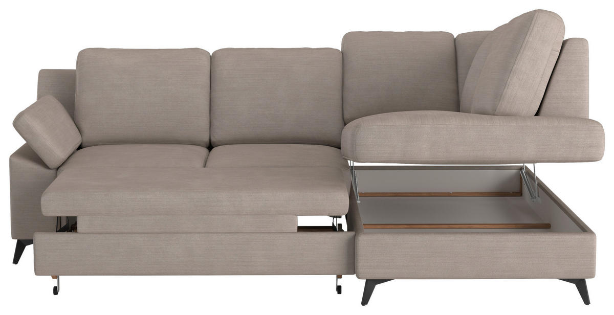 ECKSOFA in Flachgewebe Beige  - Beige/Schwarz, Konventionell, Textil/Metall (242/170cm) - Cotta