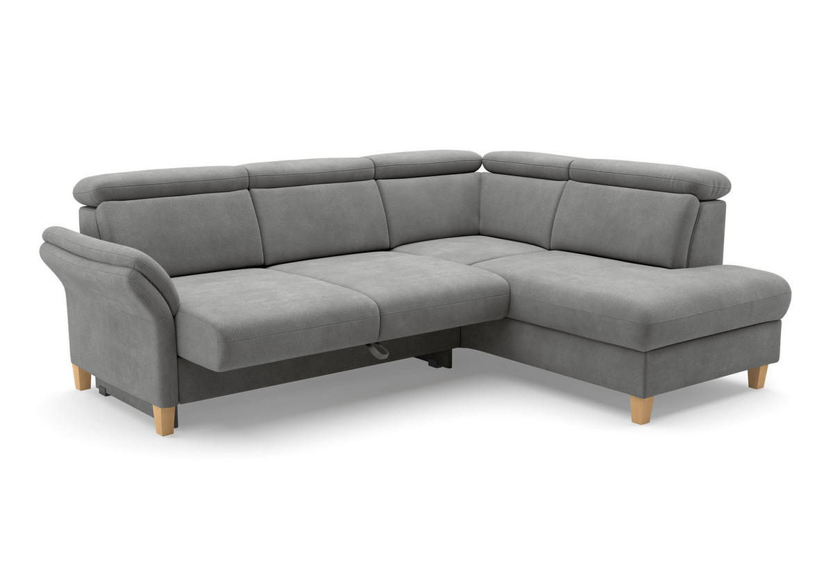 ECKSOFA GLENDALE E Grau Flachgewebe  - Eichefarben/Grau, KONVENTIONELL, Holz/Textil (247/193cm) - Sit & More