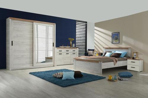 ÁGYKERET 160/200 cm  szürke, fehér  - fehér/szürke, Basics, faalapú anyag (160/200cm) - Ti'me