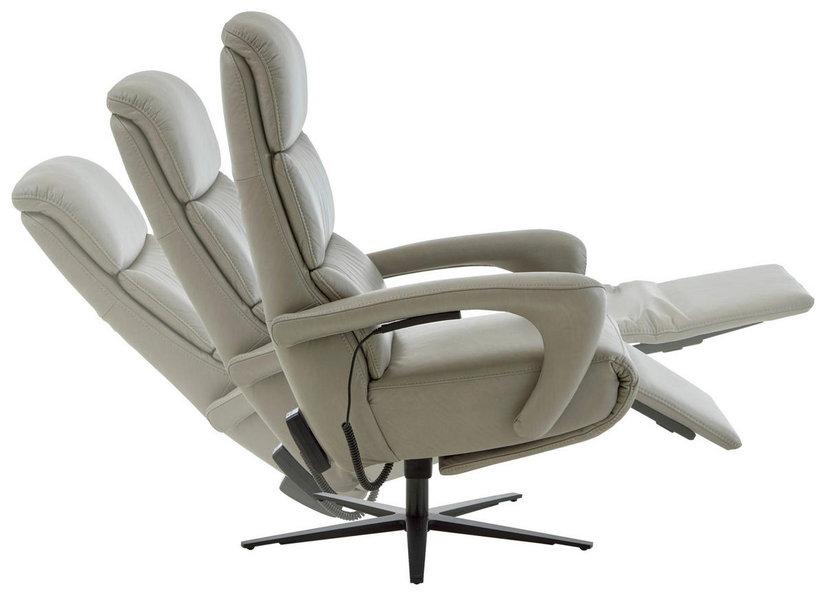RELAXSESSEL in Leder Greige  - Greige/Schwarz, Design, Leder/Metall (76/110/86cm) - Dieter Knoll