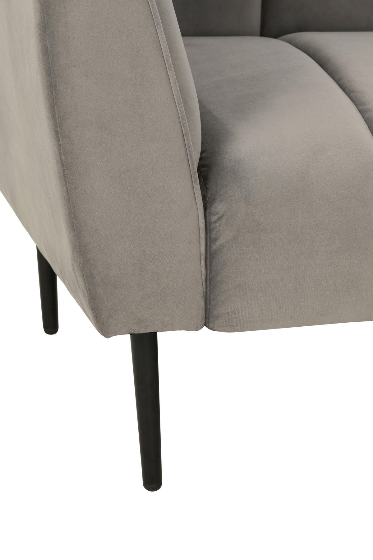 ECKSOFA Grau Samt  - Schwarz/Grau, MODERN, Textil/Metall (253/87/169cm) - P & B
