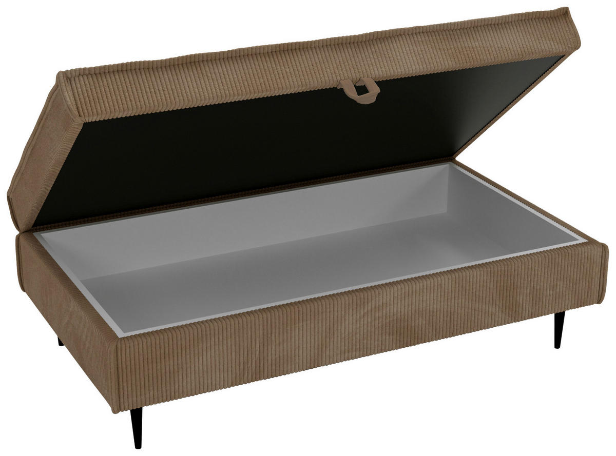 HOCKER in Textil Hellbraun  - Hellbraun/Schwarz, Design, Textil/Metall (135/45/75cm) - Livetastic