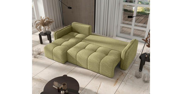 ECKSOFA Hellgrün Flachgewebe Zierkissen, Rückenkissen, Bettkasten, Schlaffunktion, Rücken echt, Liegefläche im Originalstoff  - Schwarz/Hellgrün, MODERN, Kunststoff/Textil (142/240cm) - Carryhome