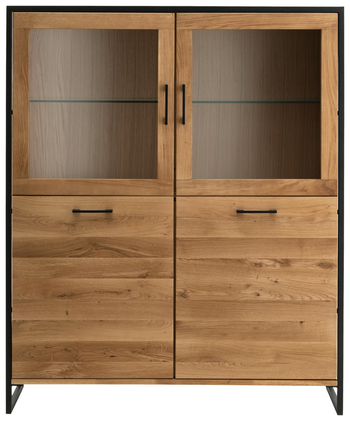 HIGHBOARD  in 115/138/39 cm  - Wildeiche/Schwarz, Design, Glas/Holz (115/138/39cm) - Linea Natura