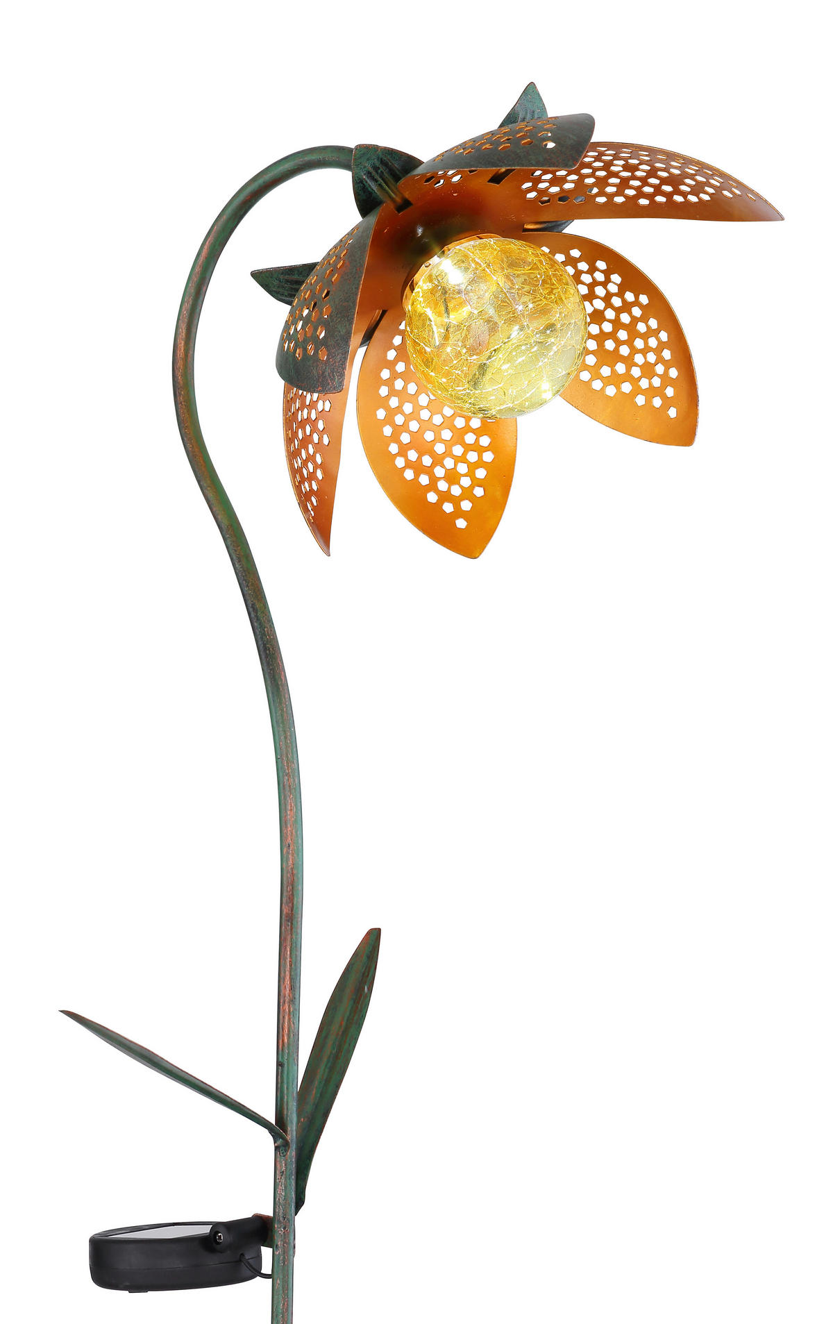 SOLARLEUCHTE 25/15/90 cm   - Goldfarben/Orange, Basics, Glas/Metall (25/15/90cm) - Globo