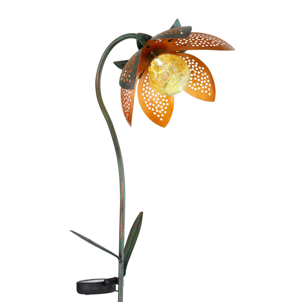 Thumbnail - Globo Solarleuchte, Orange, Glas, Blume, 15x90x25 cm, mit Schalter, Lampen & Leuchten, Außenbeleuchtung, Solarleuchten