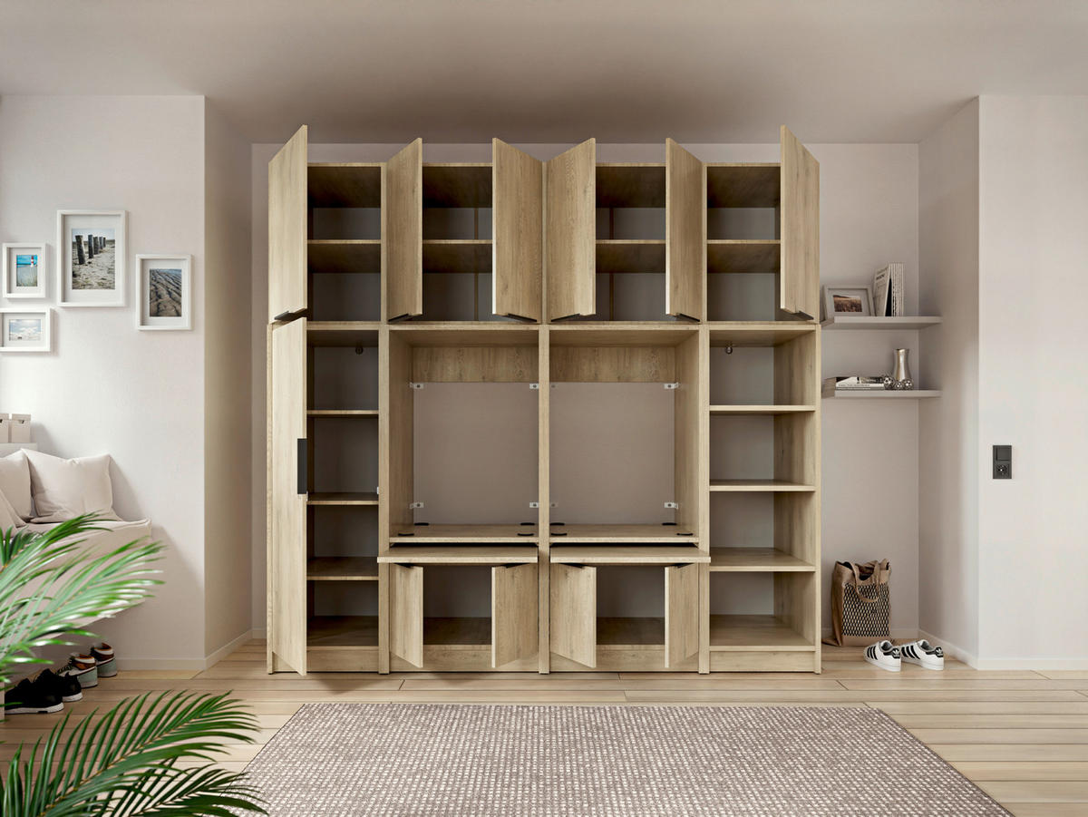 MEHRZWECKSCHRANK 50/150/68 cm  - Eichefarben/Schwarz, Basics, Holzwerkstoff/Kunststoff (50/150/68cm) - MID.YOU