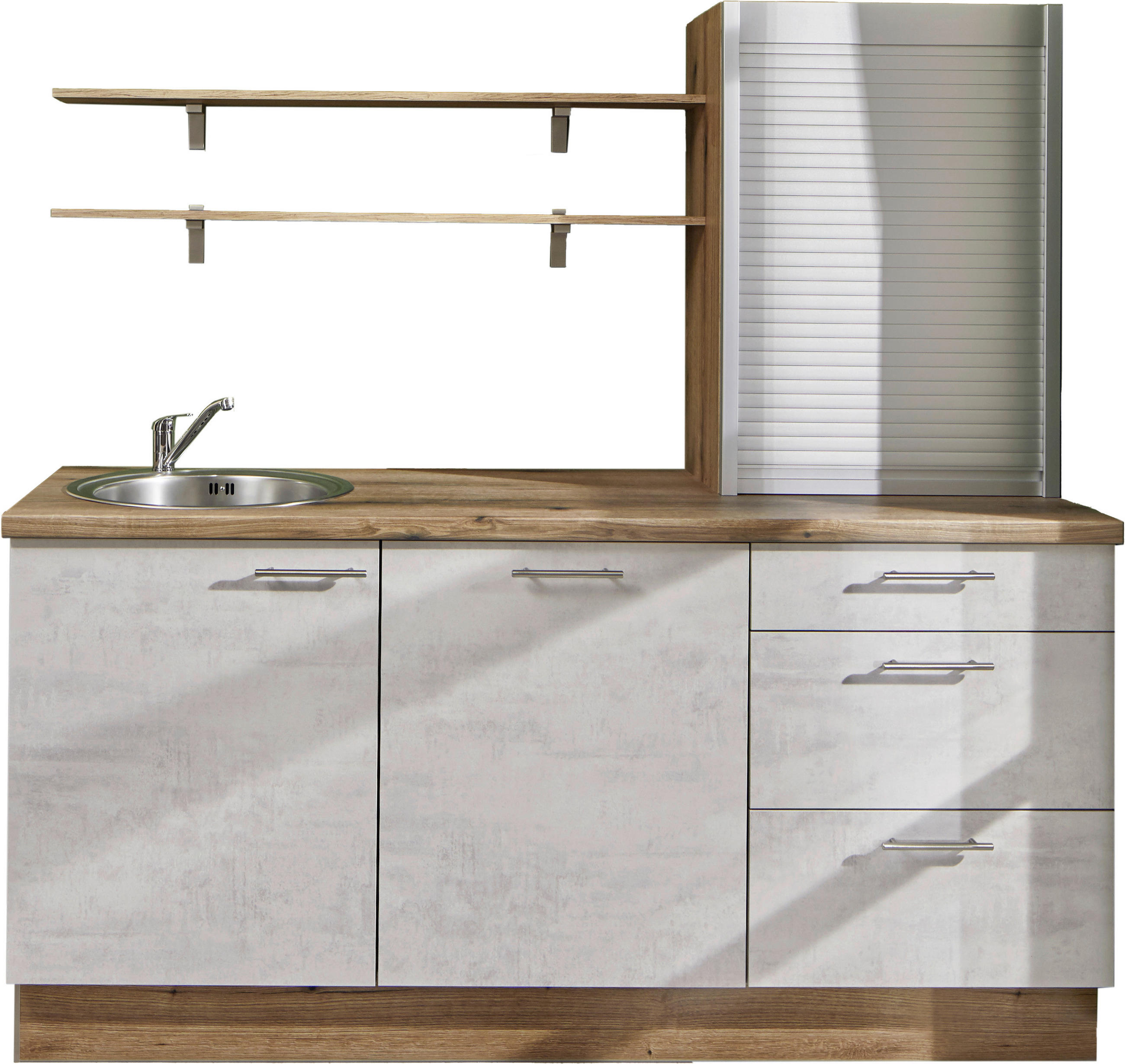 KÜCHENLEERBLOCK 180 cm   in Graphitfarben, Eichefarben  - Edelstahlfarben/Eichefarben, Design, Holzwerkstoff/Metall (180cm) - Pino