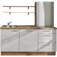 KÜCHENLEERBLOCK 180 cm   in Graphitfarben, Eichefarben  - Edelstahlfarben/Eichefarben, Design, Holzwerkstoff/Metall (180cm) - Pino