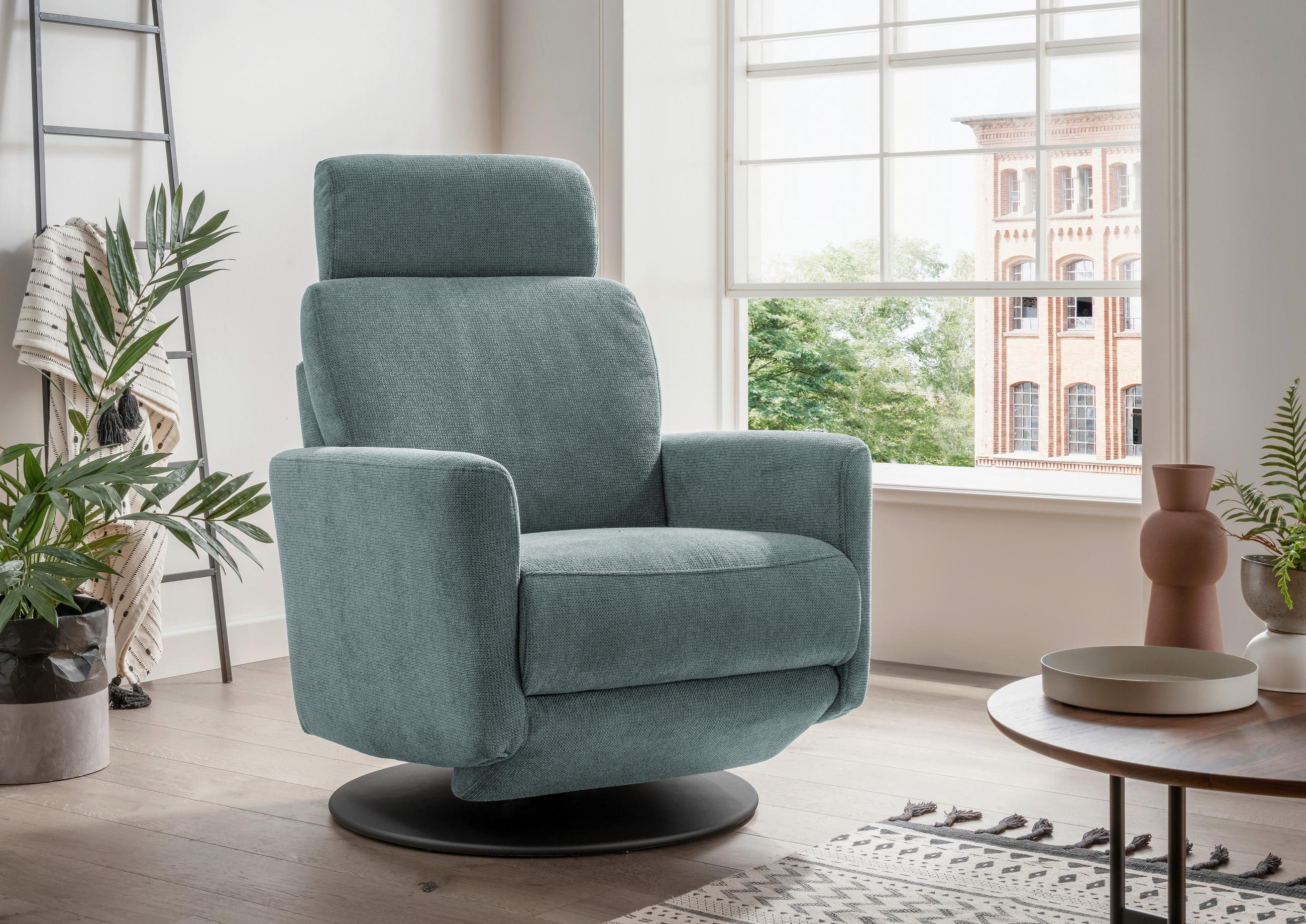 RELAXSESSEL in Textil Blaugrau  - Blaugrau/Schwarz, Modern, Textil/Metall (77/105/87-154cm) - Livetastic