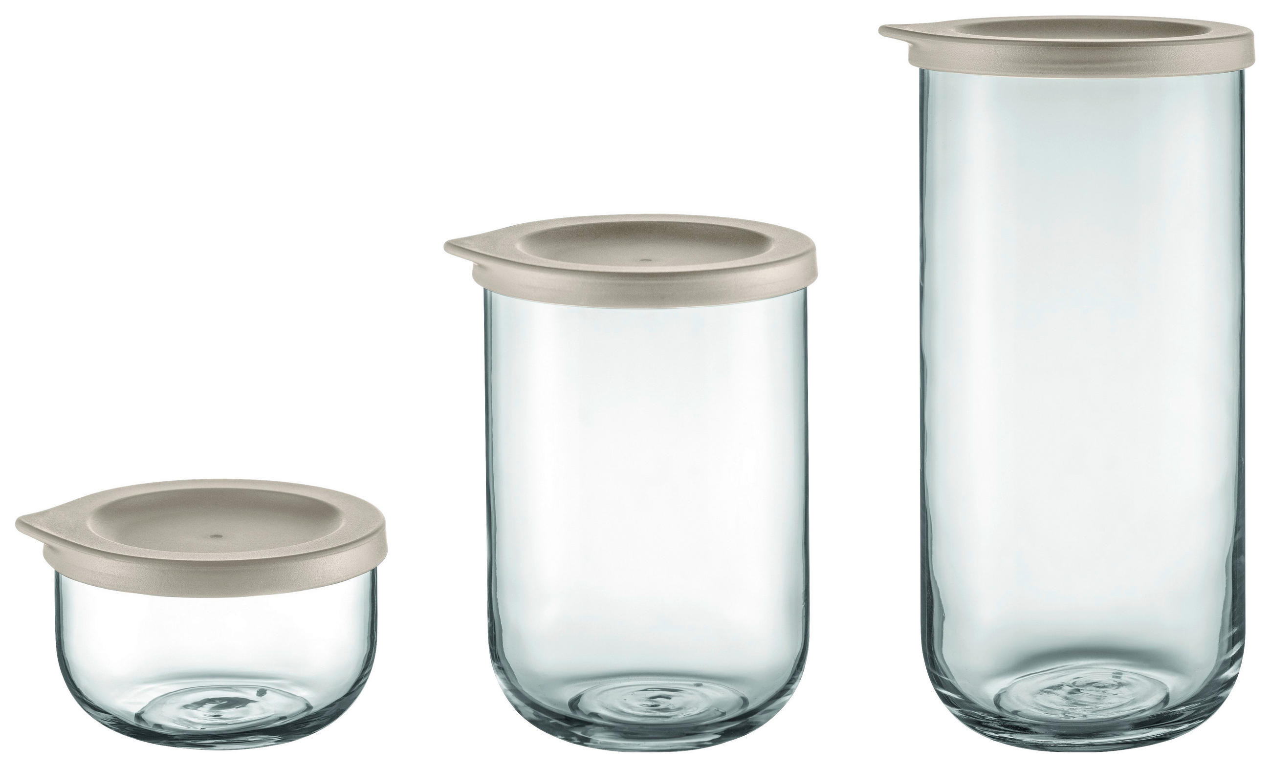 VORRATSGLÄSERSET 3-teilig  - Transparent/Beige, Basics, Glas/Kunststoff - Blomus