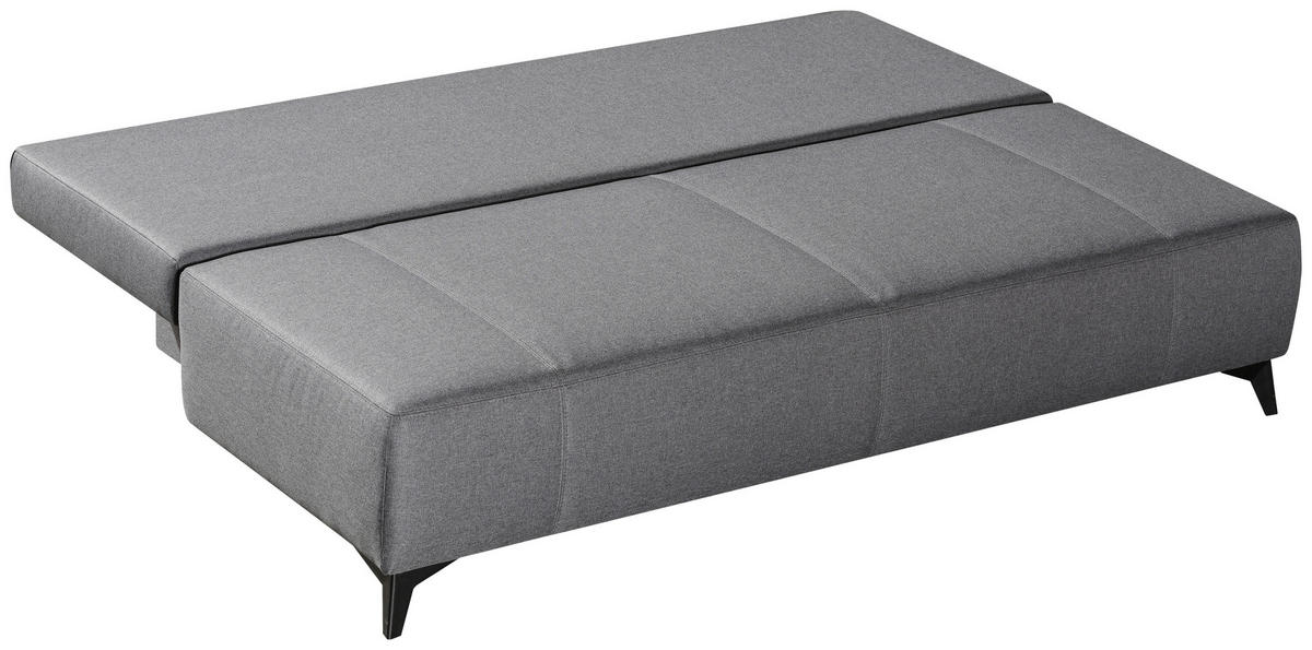 SCHLAFSOFA Flachgewebe Grau  - Hellgrau/Schwarz, MODERN, Textil/Metall (197/88/89cm) - Novel