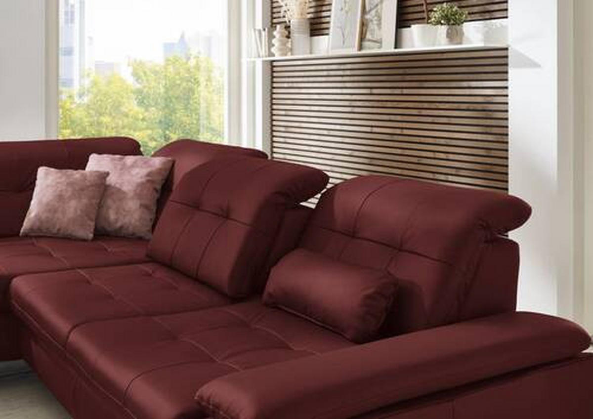 ECKSOFA in Echtleder Brombeere  - Brombeere, Basics, Leder/Metall (211/309cm) - Beldomo Speed