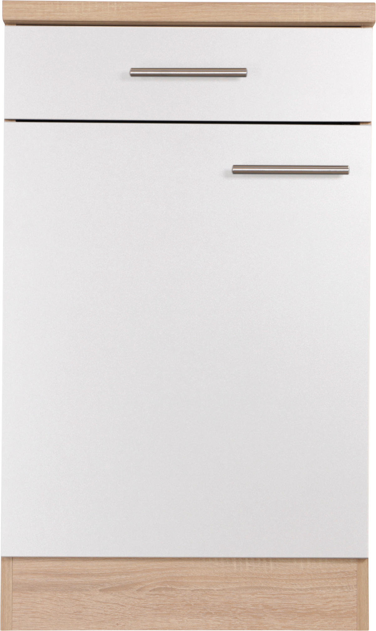 KÜCHENUNTERSCHRANK 50/84,8/60 cm  in Weiß, Eichefarben  - Eichefarben/Silberfarben, Basics, Holzwerkstoff/Metall (50/84,8/60cm) - Respekta