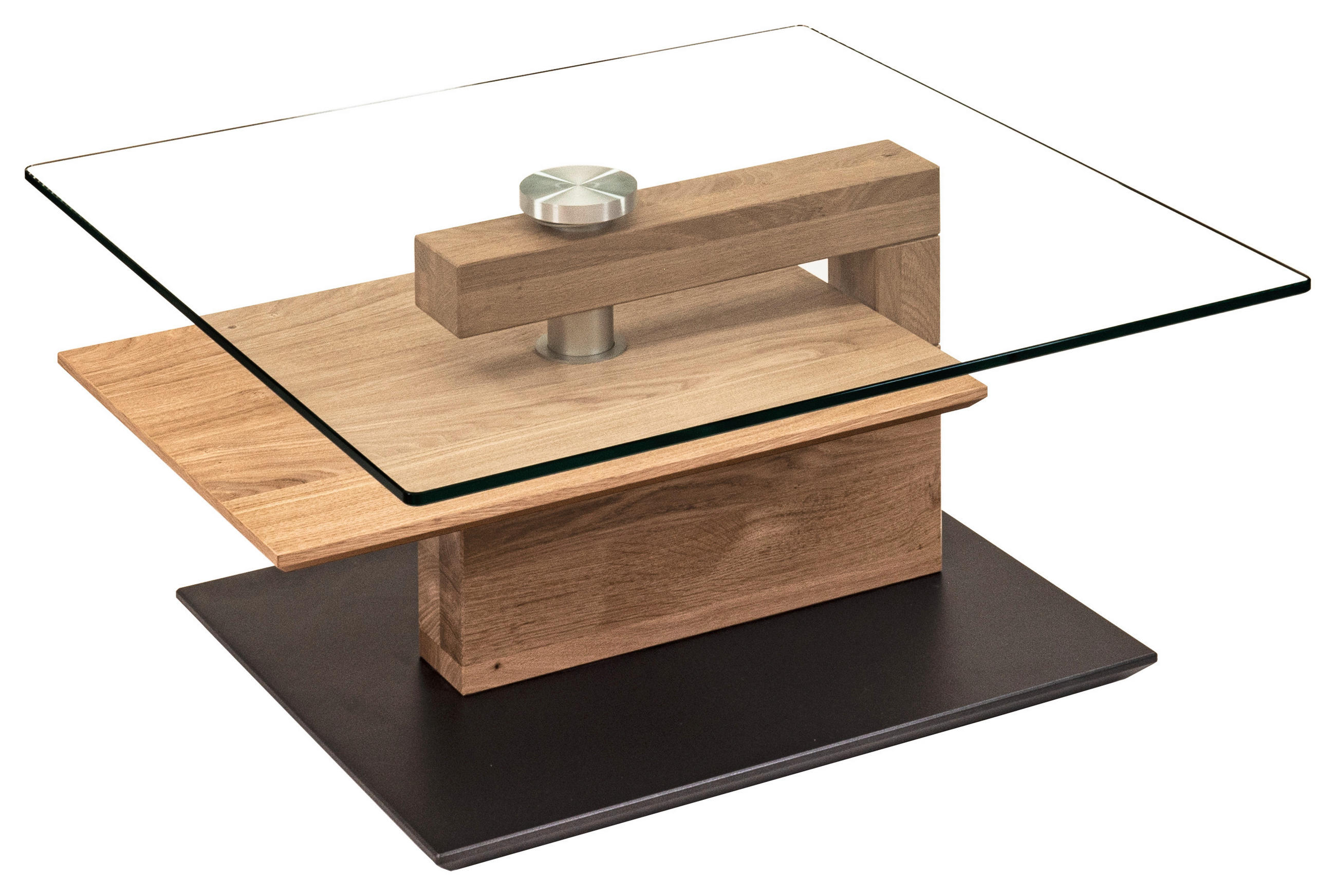 COUCHTISCH Wildeiche vollmassiv ESG 90/100/32-46 cm rechteckig Eiche Bianco  - Eiche Bianco/Anthrazit, MODERN, Glas/Holz (90/100/32-46cm) - Venda