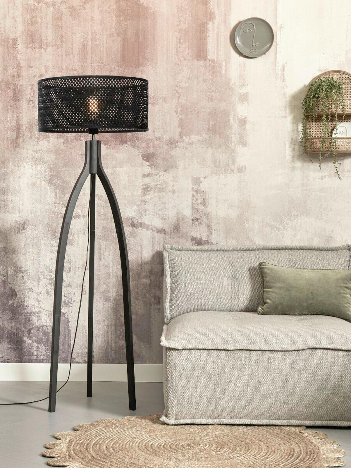 STOJACÍ LAMPA, 50/50/145 cm - černá, Trend (50/50/145cm) - Good & Mojo