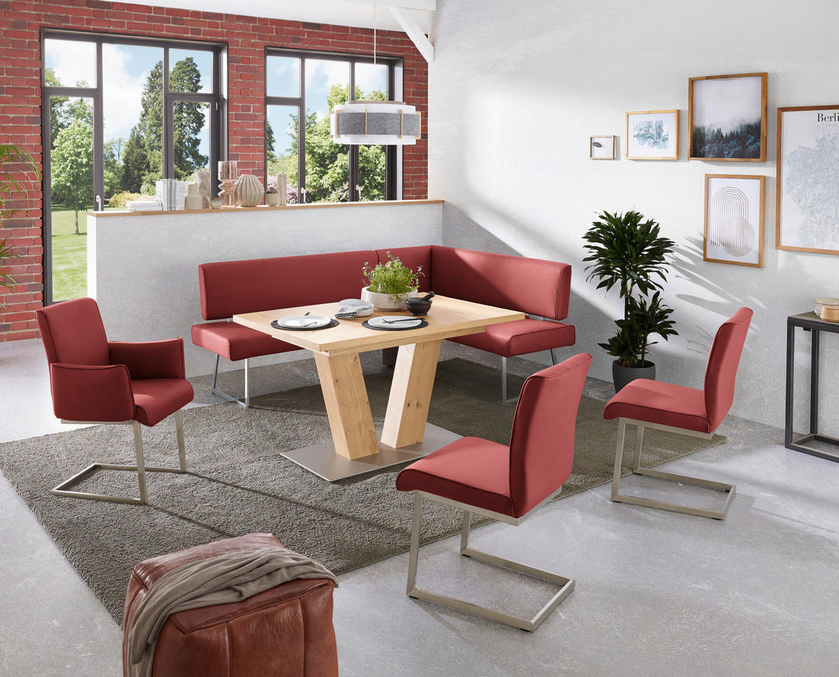 SCHWINGSTUHL  in Stahl Mikrofaser  - Edelstahlfarben/Rot, Design, Holzwerkstoff/Textil (48/91/60cm) - Dieter Knoll