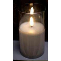 LED-KERZE  - Grau, LIFESTYLE, Glas/Naturmaterialien (7,5/15cm) - X-Mas