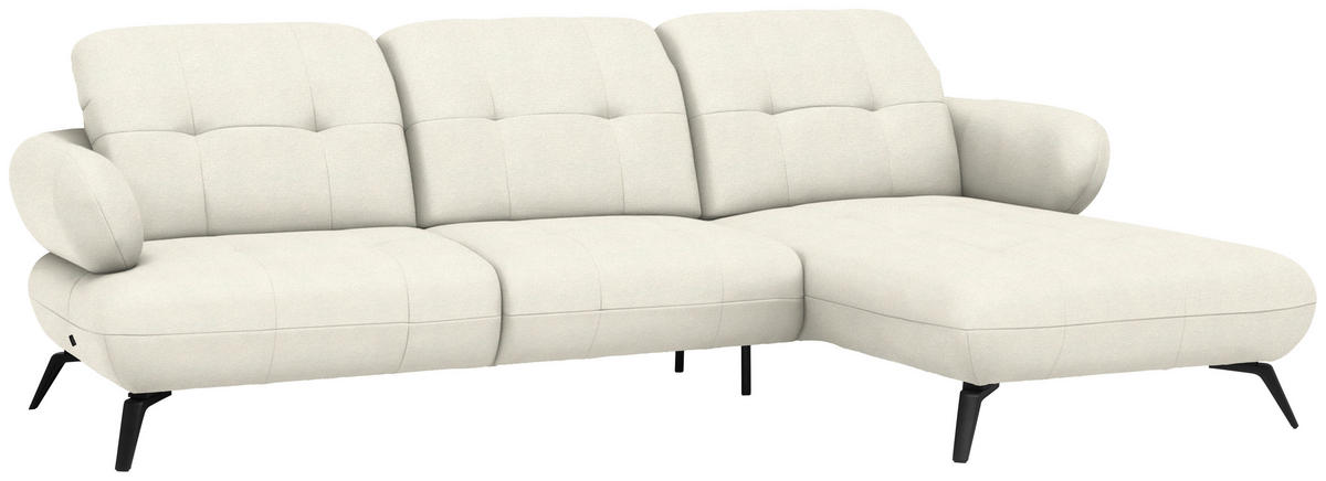 ECKSOFA Flachgewebe Naturfarben  - Schwarz/Naturfarben, Design, Textil/Metall (282/189cm) - Novel
