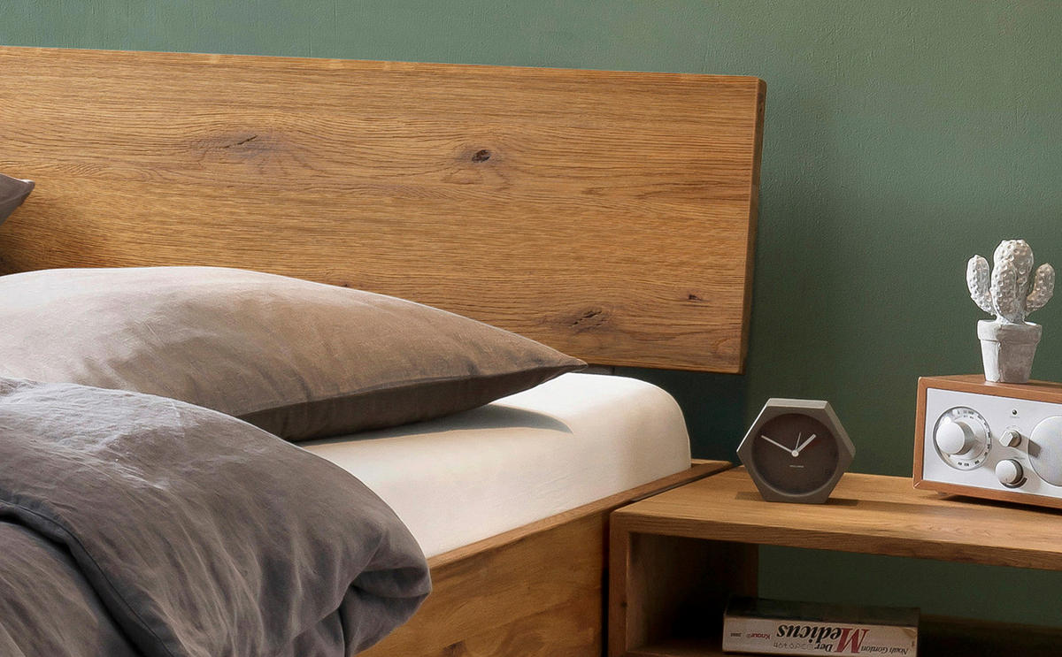 BETT 200/200 cm  in Wildeiche   - Wildeiche/Eichefarben, Natur, Holz/Metall (200/200cm) - Hasena