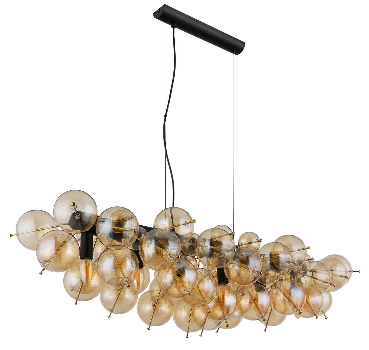 HÄNGELEUCHTE 103/47/120 cm    - Goldfarben/Schwarz, Design, Glas/Metall (103/47/120cm) - Globo