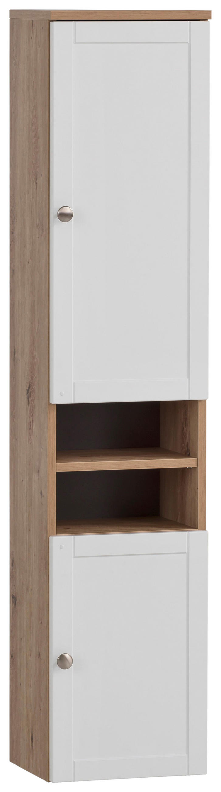 DULAP MEDIU 30,3/138,3/25,4 cm  - culoare nichel/alb, Basics, metal/material pe bază de lemn (30,3/138,3/25,4cm) - Stylife