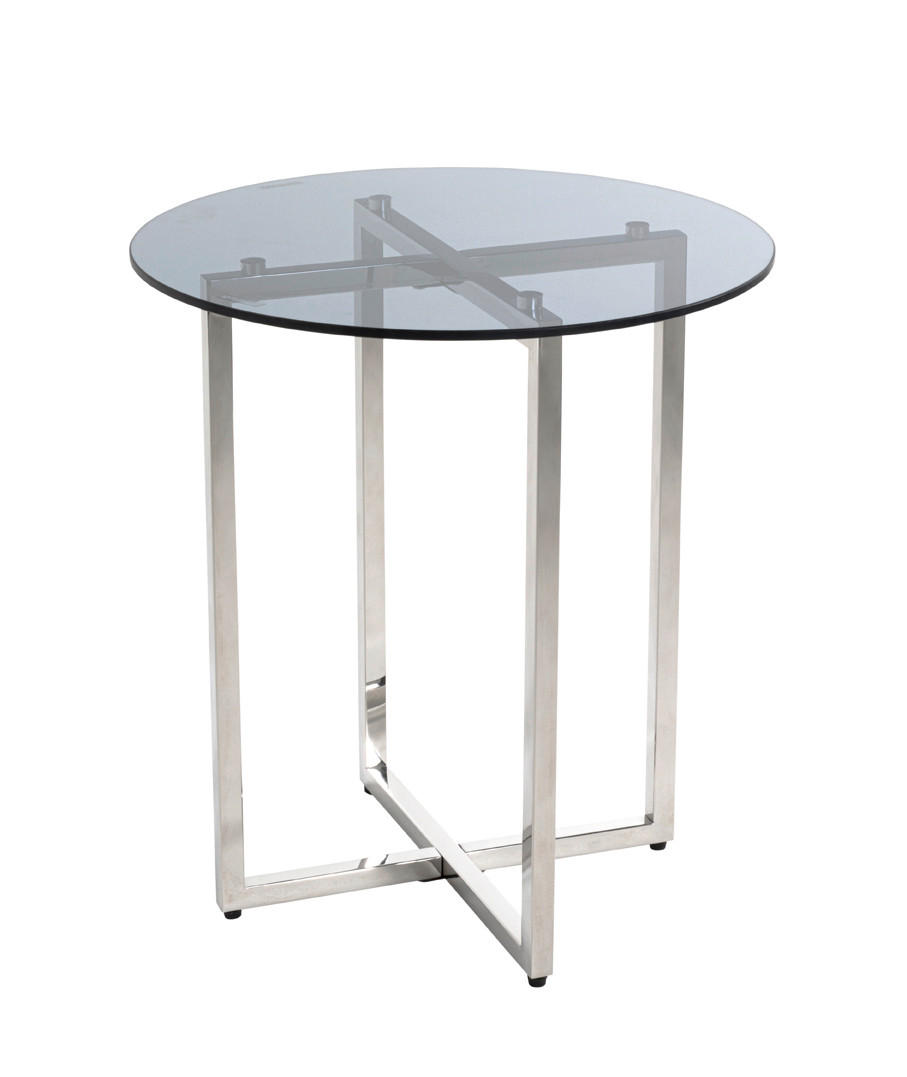 COUCHTISCH Ricardo Sicherheitsglas 50/50/55 cm rund Grau, Edelstahlfarben  - Edelstahlfarben/Grau, MODERN, Glas/Metall (50/50/55cm)