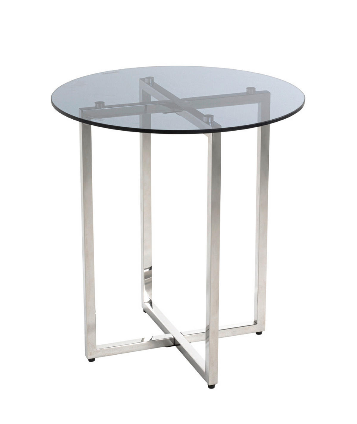 COUCHTISCH Ricardo Sicherheitsglas 50/50/55 cm rund Grau, Edelstahlfarben  - Edelstahlfarben/Grau, MODERN, Glas/Metall (50/50/55cm)