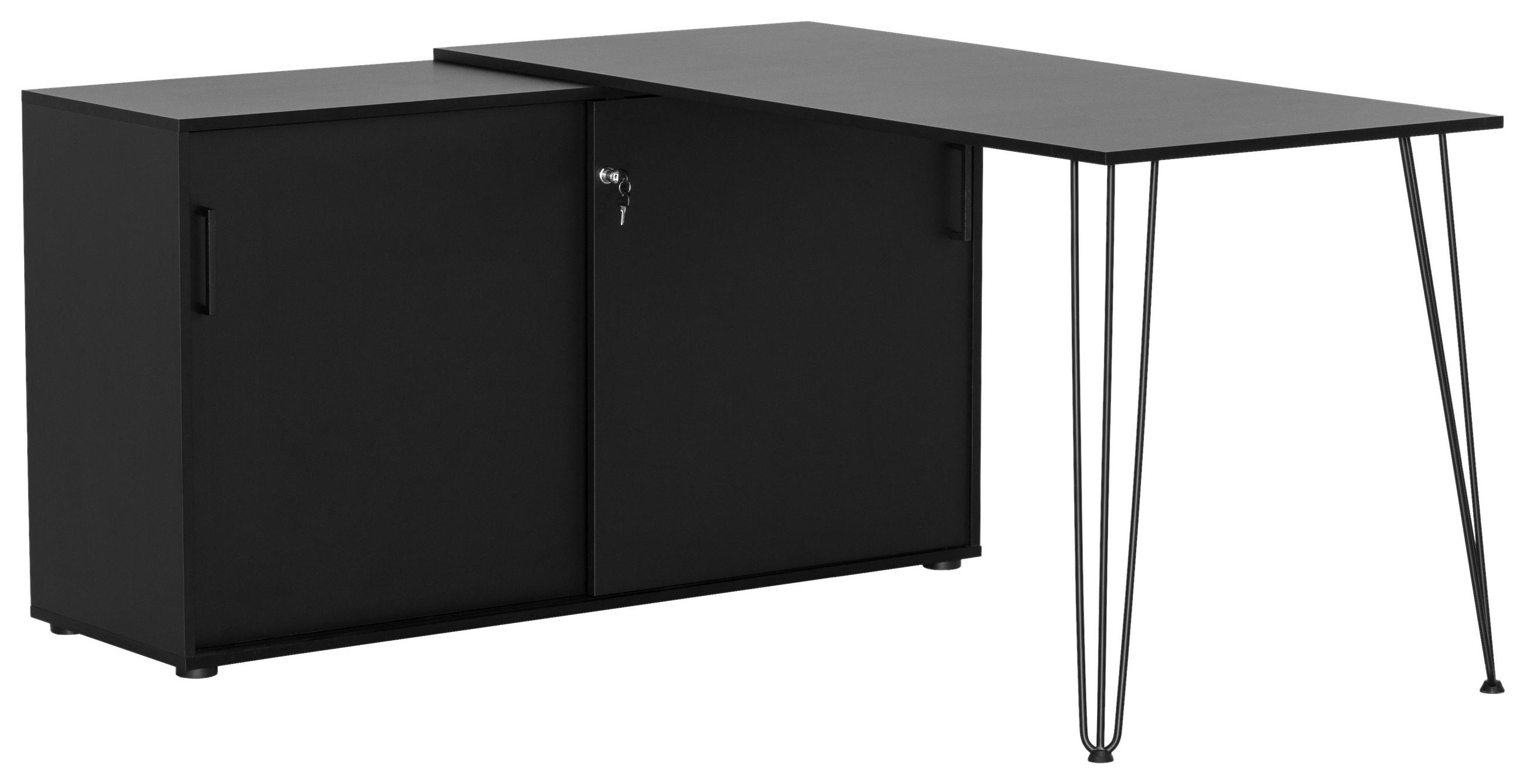 ECKSCHREIBTISCH 145/129,5/73,8 cm  in Schwarz  - Schwarz, MODERN, Holzwerkstoff/Metall (145/129,5/73,8cm) - MID.YOU