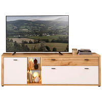LOWBOARD Weiss, Eiche Wotan  210/65/45 cm  - Weiss/Anthrazit, Modern, Glas/Holzwerkstoff (210/65/45cm) - Stylife