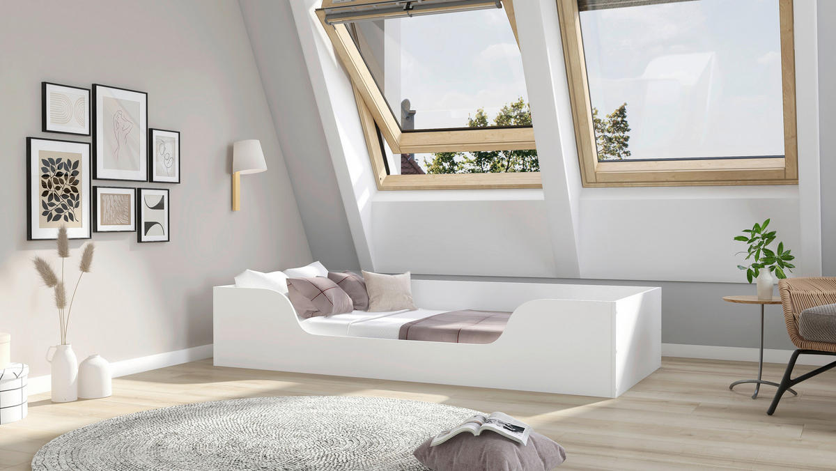 BODENBETT Weiß  - Naturfarben/Weiß, Basics, Holz (90/200cm) - MID.YOU