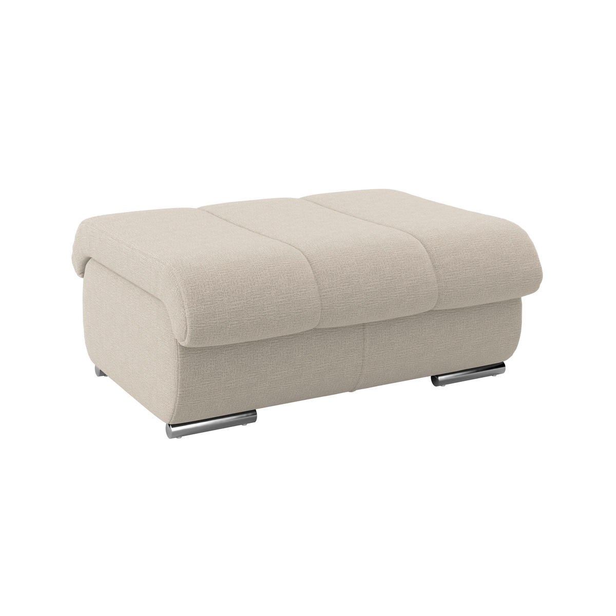 HOCKER Textil Naturfarben  - Chromfarben/Naturfarben, Modern, Textil/Metall (100/43/80cm) - Livetastic