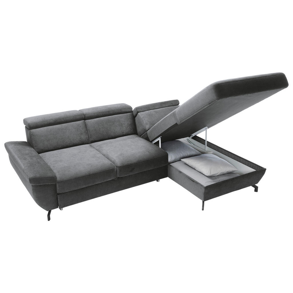 Thumbnail - Trendmanufaktur Ecksofa Rima, Anthrazit, Textil, 4-Sitzer, Ottomane rechts, L-Form, 262x182 cm, Relaxfunktion, Liegefunk...
