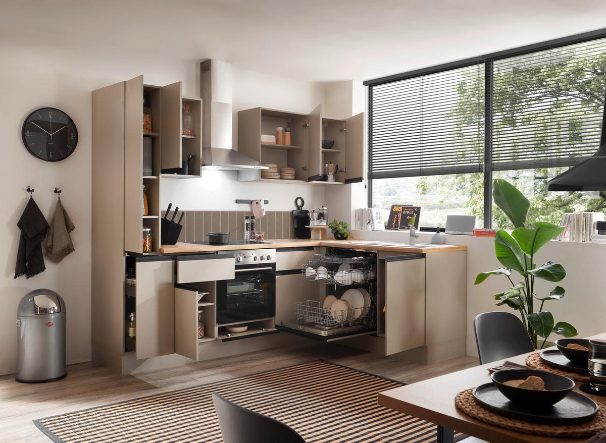 ECKKÜCHE 250/175 cm  in Seidengrau  - Eichefarben/Seidengrau, Trend, Holzwerkstoff/Metall (250/175cm) - P & B