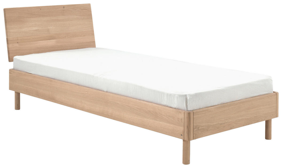 BETT 90/200 cm  in Naturfarben  - Naturfarben/Nickelfarben, MODERN, Holz (90/200cm) - MID.YOU