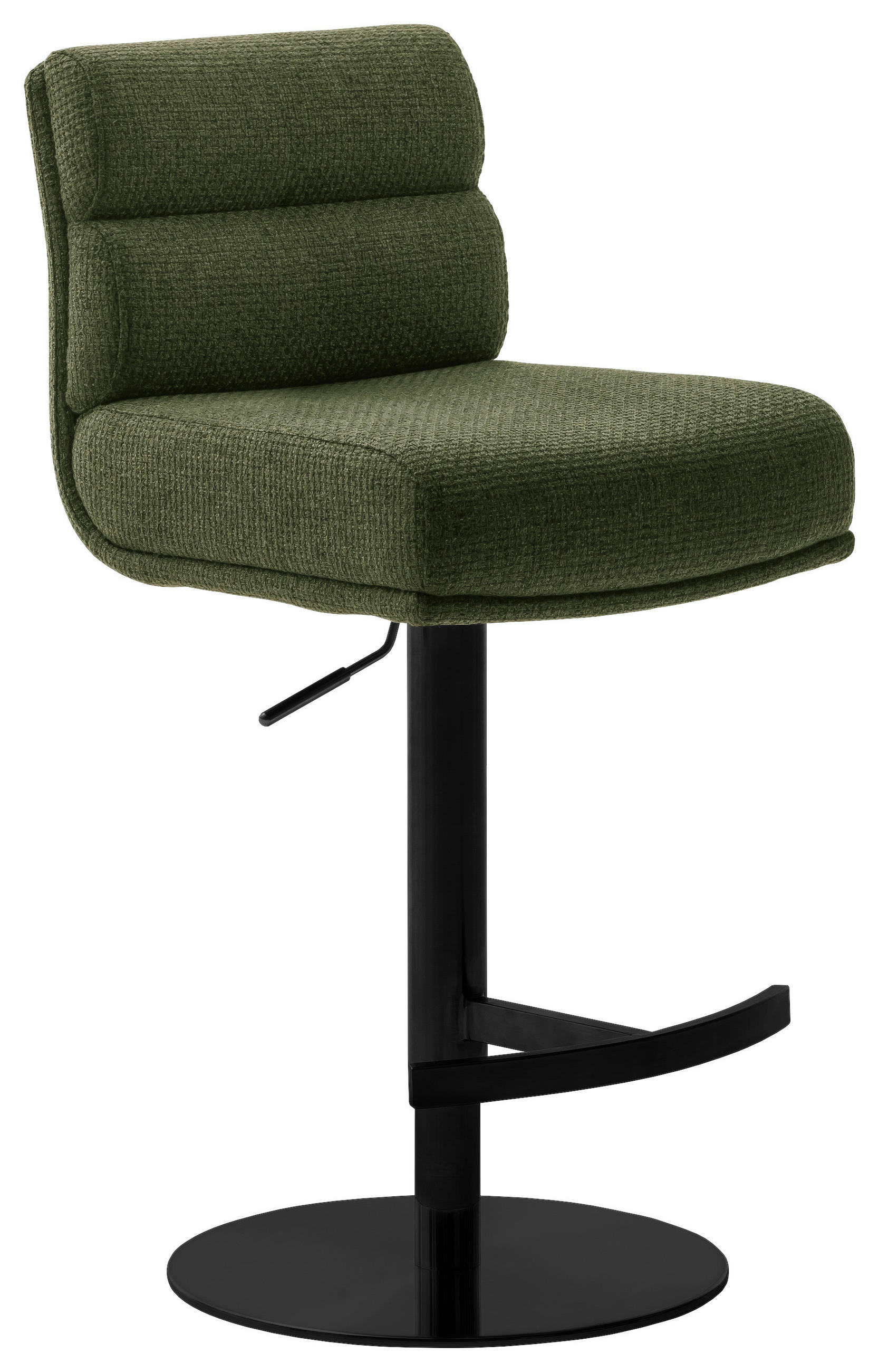 BARHOCKER in Metall, Textil Schwarz, Olivgrün  - Schwarz/Olivgrün, Design, Textil/Metall (43/84/52cm) - Dieter Knoll