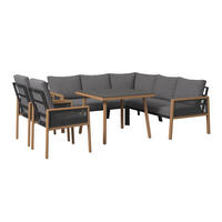 DINING-LOUNGESET 6-teilig  - Anthrazit/Naturfarben, MODERN, Glas/Textil (202.5/74/80cm) - Ambia Garden