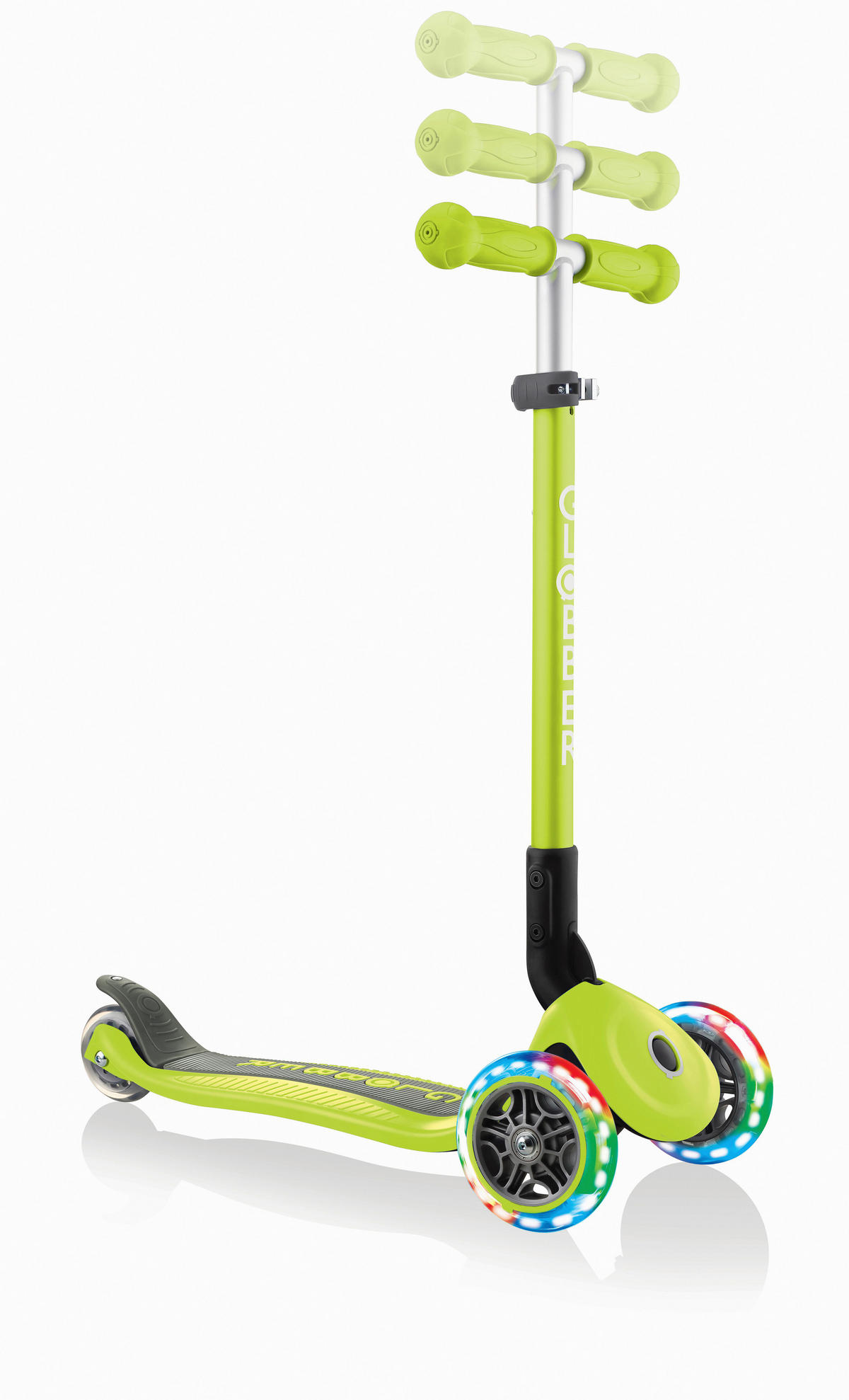 Kinder-Dreiradscooter Globber PRIMO FOLDABLE LIGHTS  - Grün, LIFESTYLE, Kunststoff/Metall (56/28/77,5cm) - GLOBBER