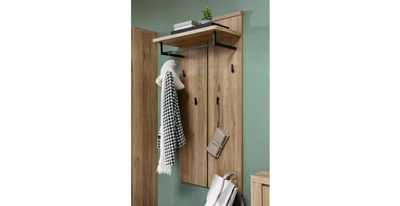 GARDEROBENPANEEL  in 60/127/30 cm  - Eichefarben/Schwarz, KONVENTIONELL, Holzwerkstoff/Metall (60/127/30cm) - Xora