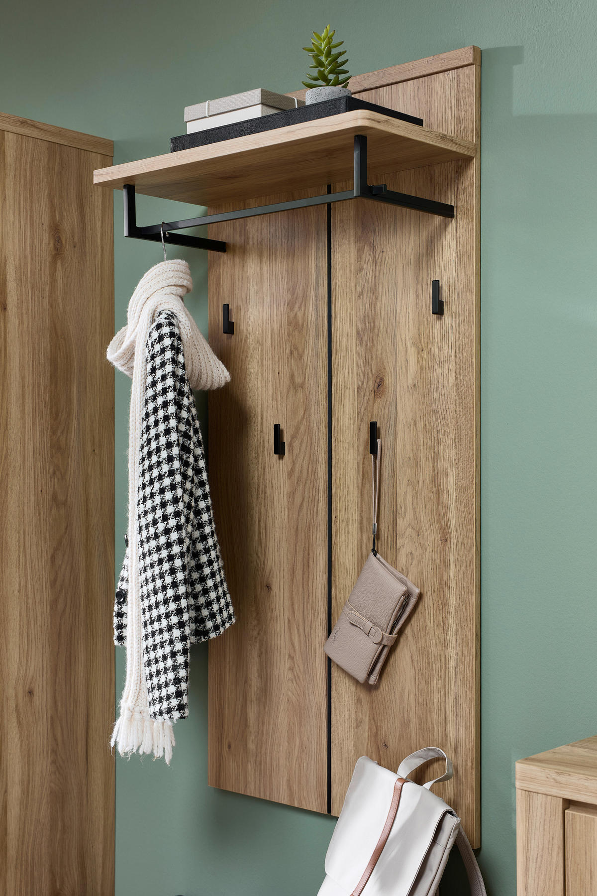 GARDEROBENPANEEL  in 60/127/30 cm  - Eichefarben/Schwarz, KONVENTIONELL, Holzwerkstoff/Metall (60/127/30cm) - Xora