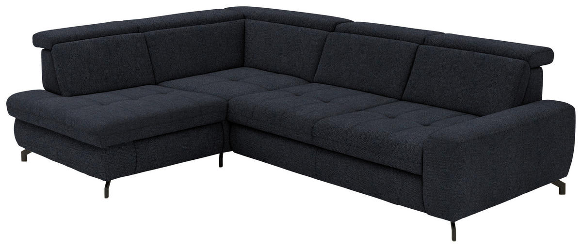 ECKSOFA in Chenille Schwarz  - Schwarz, Design, Textil/Metall (220/310cm) - Beldomo Style