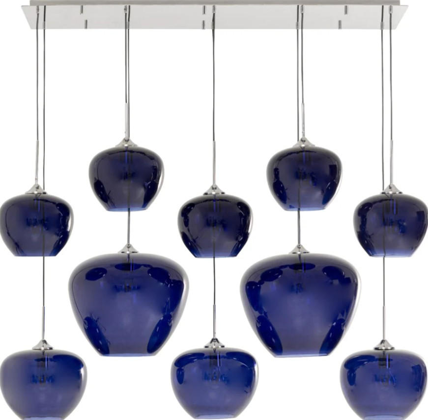 HÄNGELEUCHTE 60/160/110 cm   - Blau/Silberfarben, LIFESTYLE, Glas/Metall (60/160/110cm) - Kare-Design
