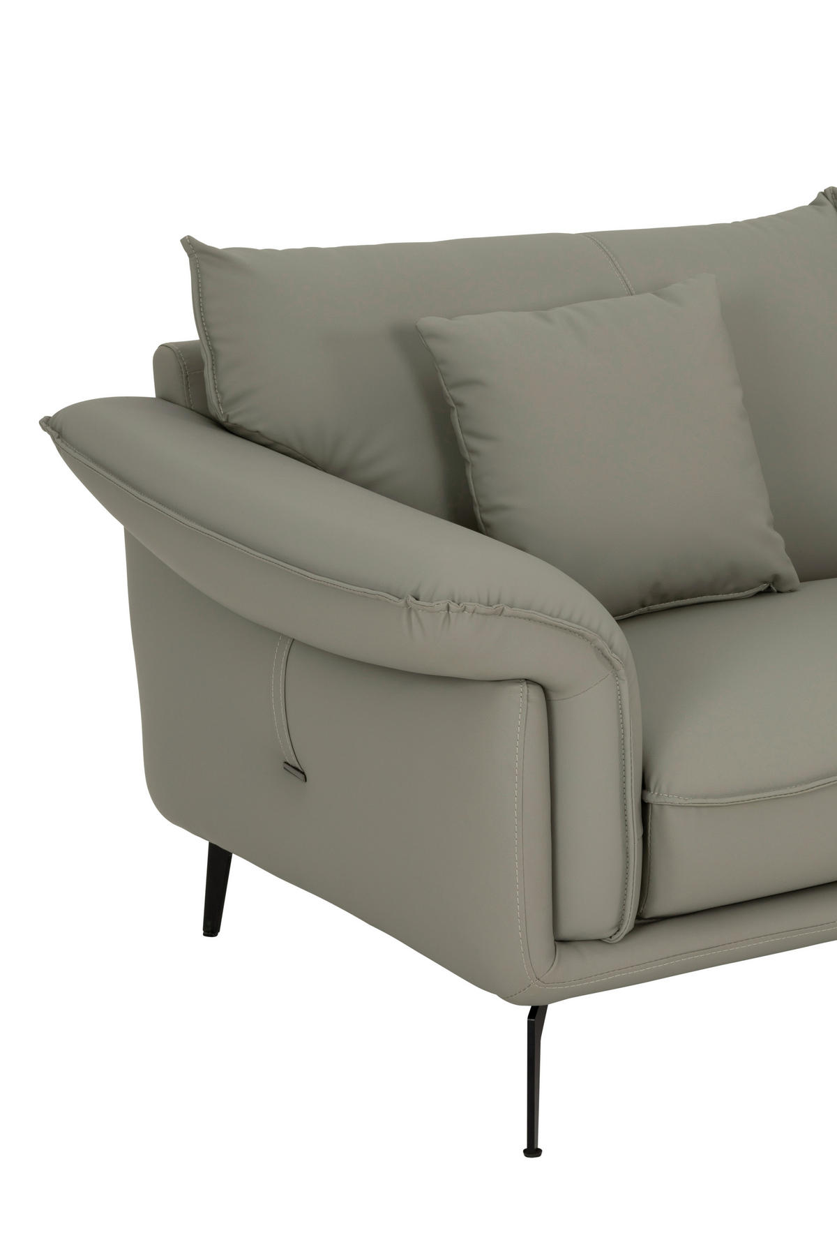 3-SITZER-SOFA inkl. Hocker Lederlook Taupe  - Taupe/Schwarz, Design, Textil/Metall (289/84/92cm) - MID.YOU