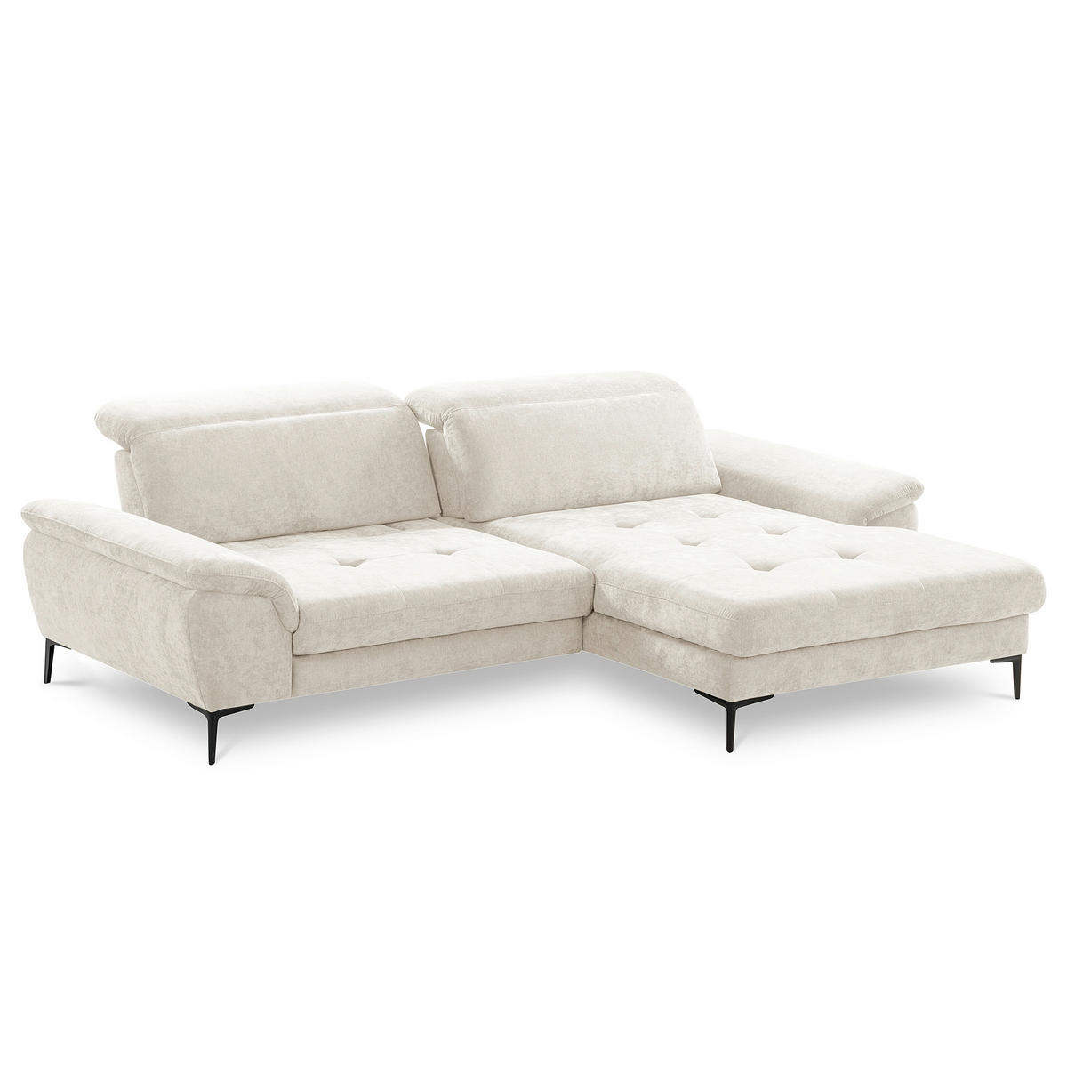 ECKSOFA  Webstoff Creme  - Creme/Schwarz, Design, Textil/Metall (268/195cm) - Livetastic