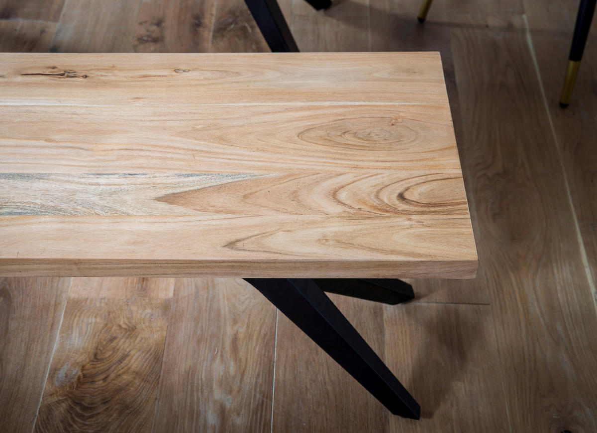 SITZBANK in Holz Akaziefarben  - Schwarz/Akaziefarben, Design, Holz/Metall (120/45/45cm) - Livetastic