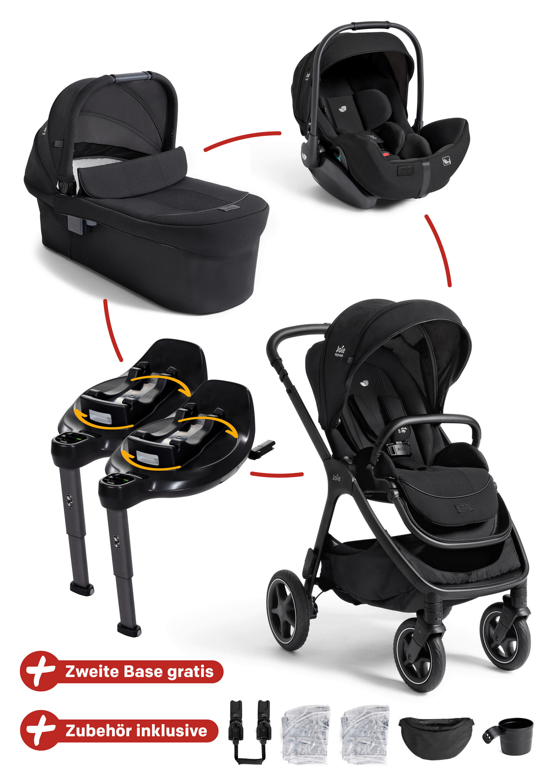 KINDERWAGENSET Finiti Sparset inkl. 2 Isofix-Bases  - Schwarz, Basics, Metall (63/111/84cm) - JOIE SIGNATURE