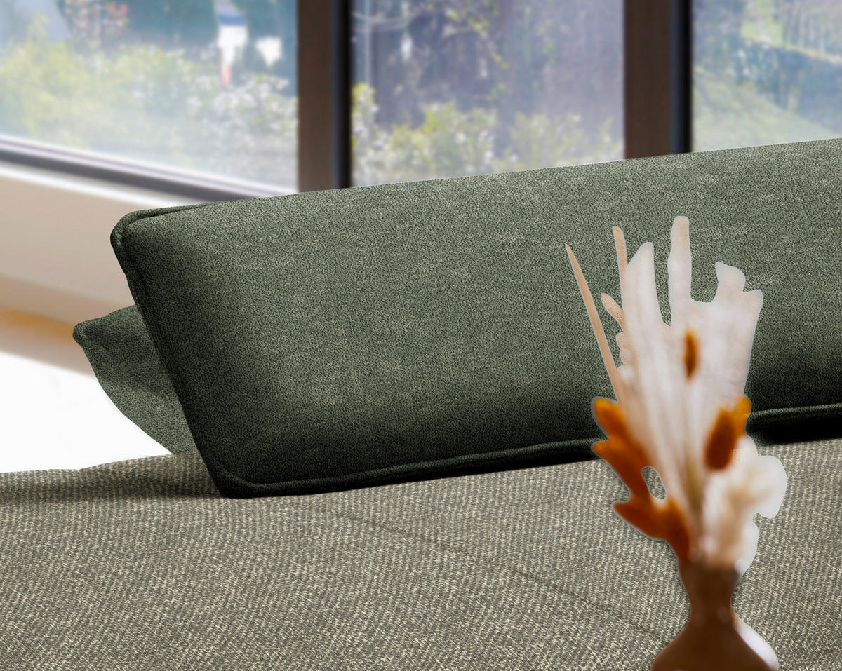 ECKSOFA in Flachgewebe Dunkelgrün  - Dunkelgrün/Schwarz, Design, Textil/Metall (191/301cm) - Moderano